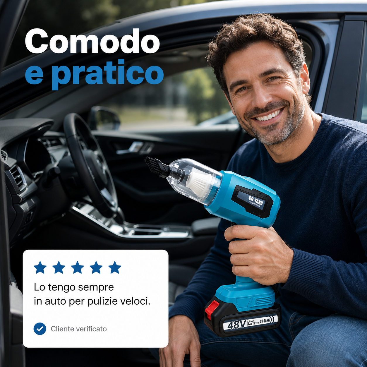 AutoPronto™ AirForce – Aspirapolvere e Soffiatore Portatile per Auto