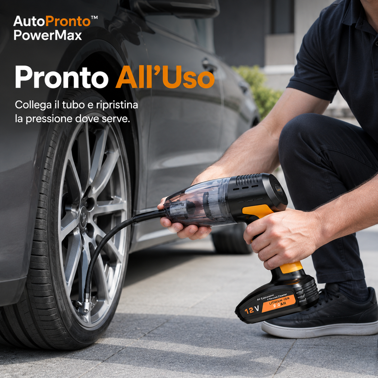AutoPronto™ PowerMax – Aspirapolvere Auto e Gonfiatore Pneumatici 4 in 1