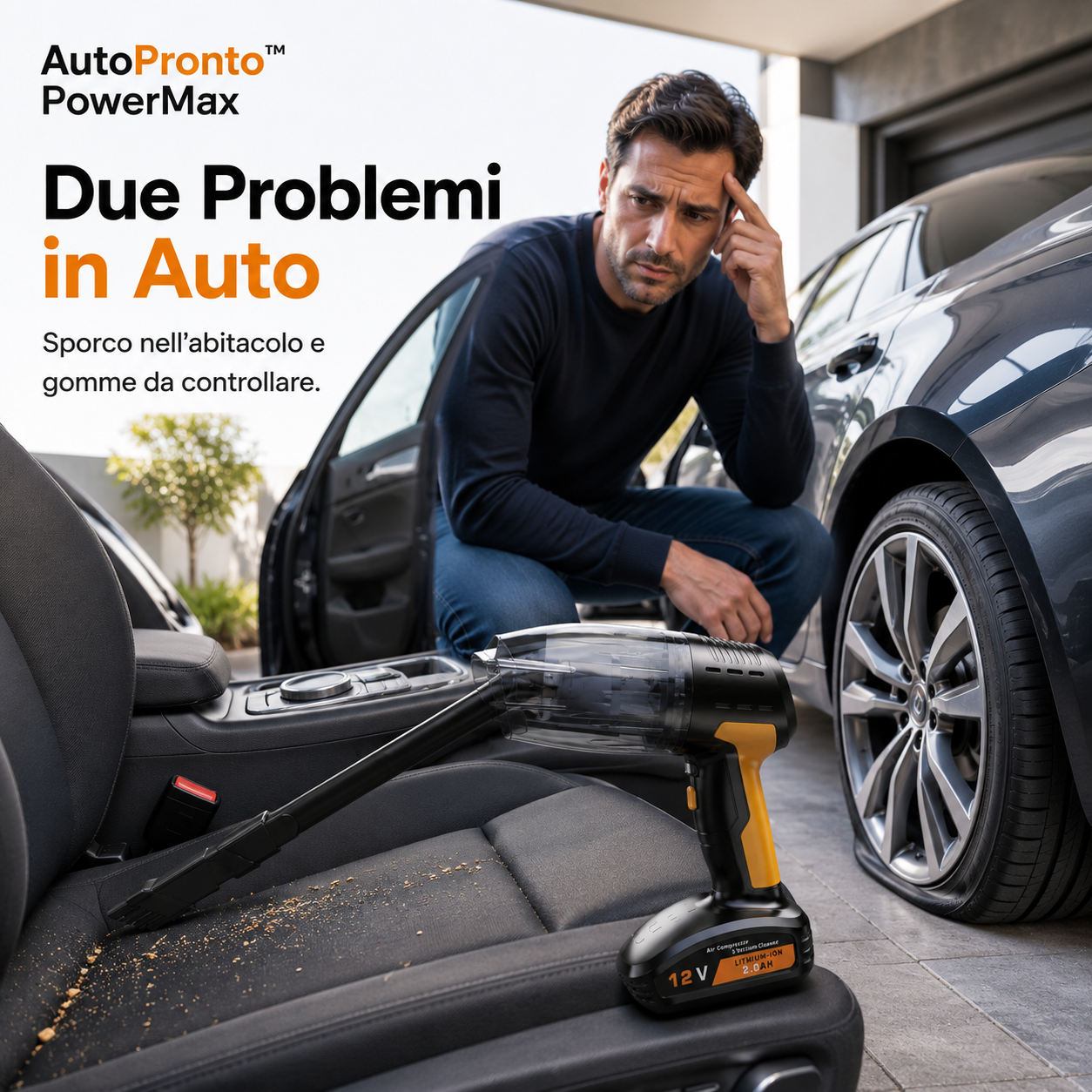 AutoPronto™ PowerMax – Aspirapolvere Auto e Gonfiatore Pneumatici 4 in 1