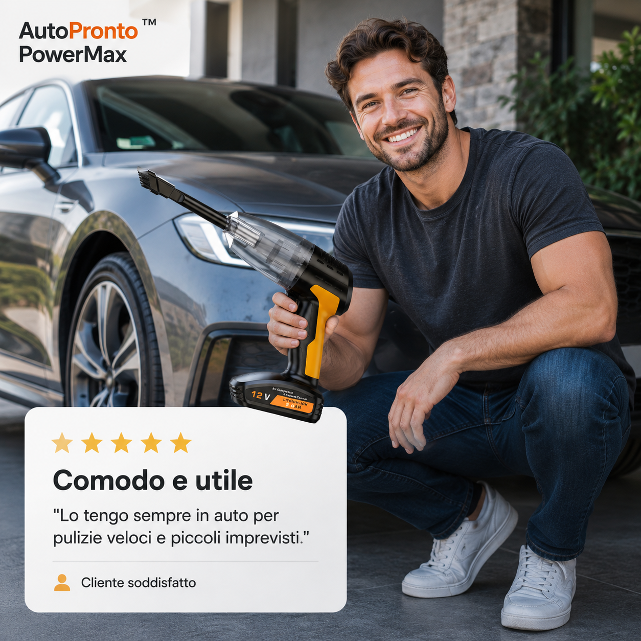 AutoPronto™ PowerMax – Aspirapolvere Auto e Gonfiatore Pneumatici 4 in 1