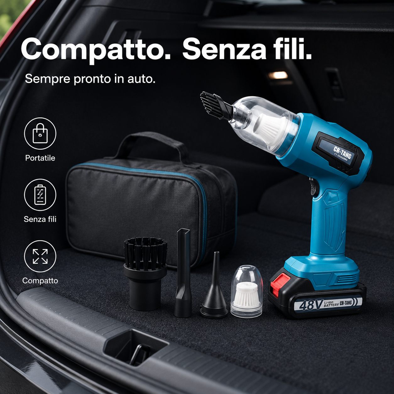 AutoPronto™ AirForce – Aspirapolvere e Soffiatore Portatile per Auto